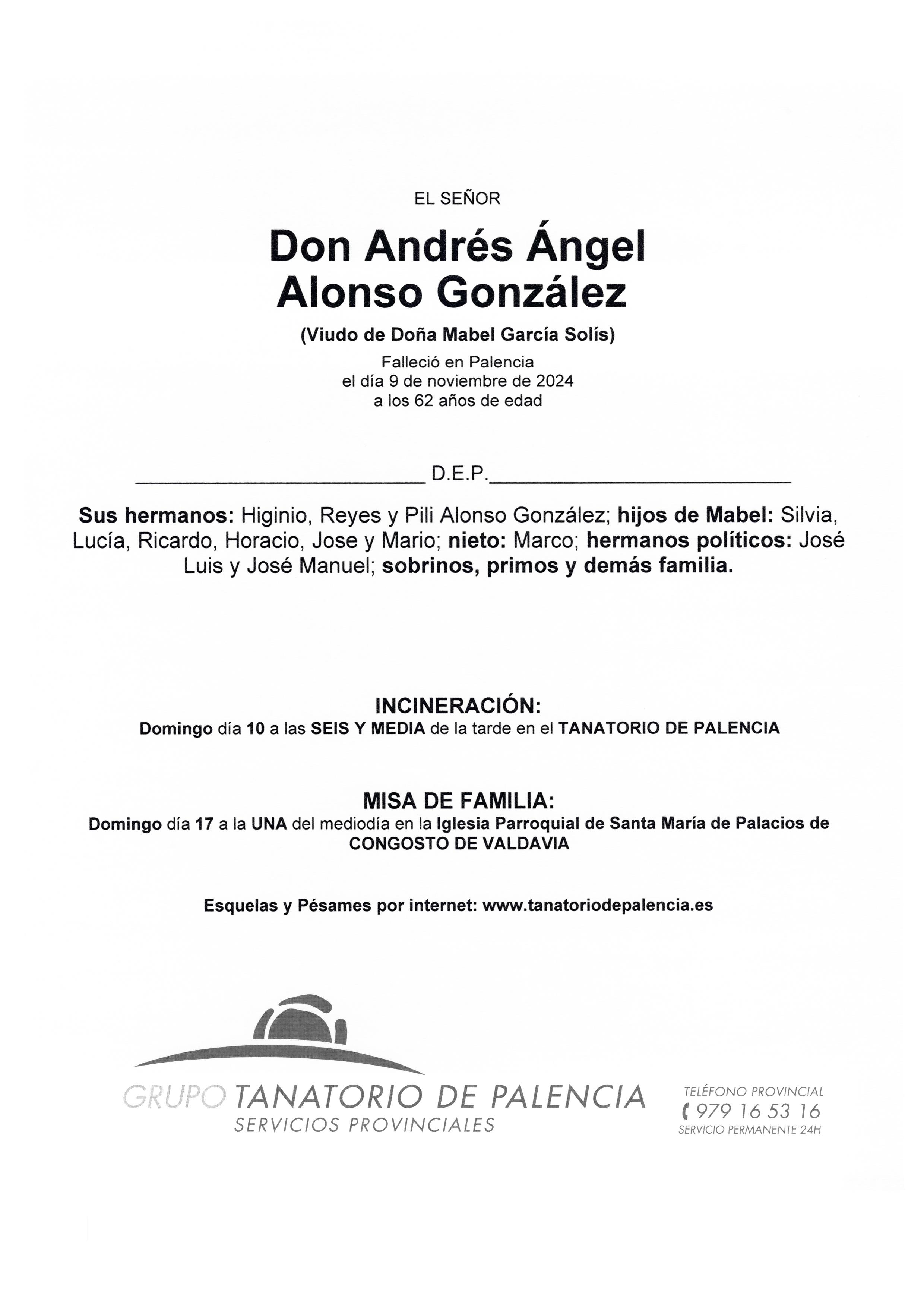 EL SEÑOR DON ANDRÉS ÁNGEL ALONSO GONZÁLEZ